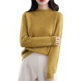 thumbnail image 5 of Suéter de lana sin costuras de primera línea, jersey de cuello alto medio para mujer, camisa de punto de cachemira adelgazante de moda, 5 of 5