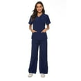 thumbnail image 3 of Xutthjh Women Scrubs Top Short Sleeve V-Neck Tops+Pants Nursing Working Uniform Set Suit, 3 of 9