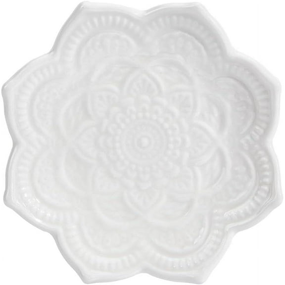 1 pc Jewellery Plate Dish Mandala Flower Shape Jewellery Dish Porcelain Jewellery Plates Jewellery Tray Watch Keys Tray Ring Trinket Dish Holder for Women Christmas Birthday