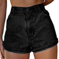 thumbnail image 2 of Womens High Waist Embroidered Denim Shorts Black Flower XXL, 2 of 6