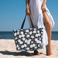 thumbnail image 3 of Wukai Daisies Flowers Print Zipper Bag,large Beach Tote Bag,Waterproof Sandproof Bag,Grocery and Picnic Tote Travel Bag, 3 of 5