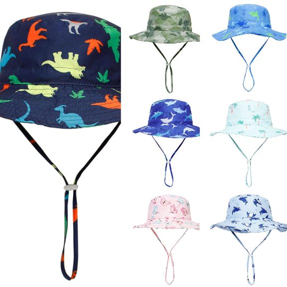 oqasdz Kids Sun Hat Adjustable Straps Cute Cartoon Print Fisherman Cap for Boys Girls Party Beach Lightweight Summer Outdoor