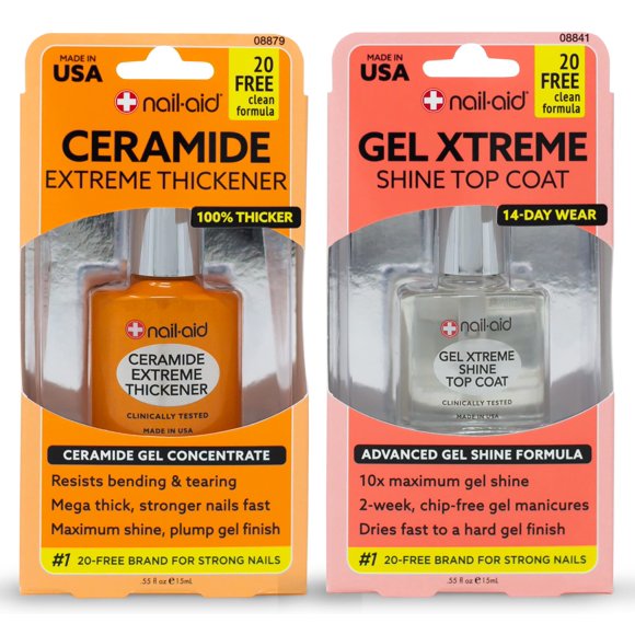 Nail-Aid Ceramide Thickener y Gel Top Coat, paquete de 2