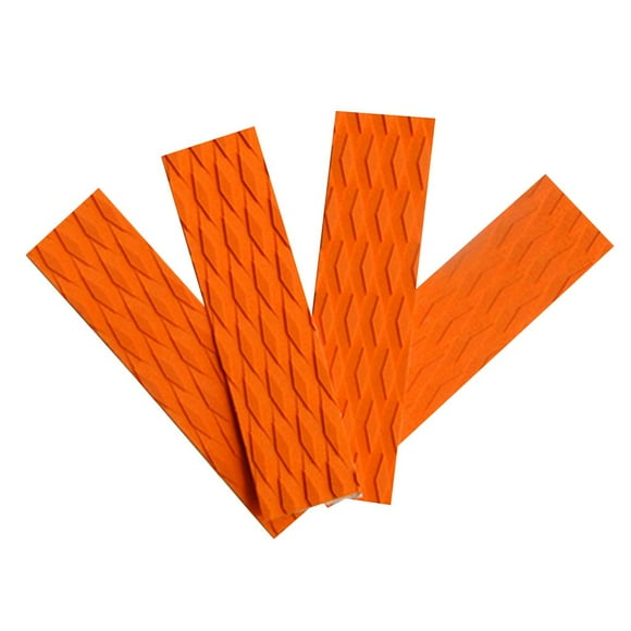 4-Piece Surf Front Traction Pad, with diamond Tail Pad Anti- Pad for Surfing, Skimboarding, Paddleboarding - Ele - Orange