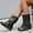 Black, variant on Women's Slouchy Ankle Boots, Buckle Strap Boots for Women, Round Toe Wedge Heel Winter Boots Pink 42