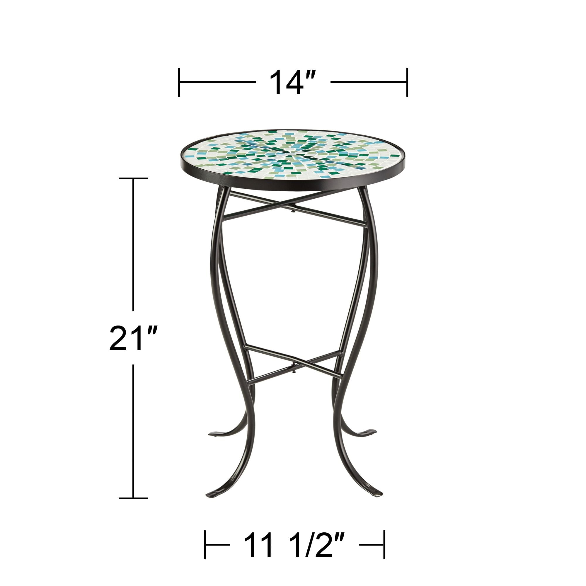 Teal island designs mosaic 2024 black iron outdoor accent table