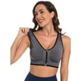 thumbnail image 3 of A AGROSTE Women's Zip Front Closure Sports Bra - Seamless Wirefree Post Surgery Zipper Padded Racerback Workout Gym Yoga Bras, 3 of 5
