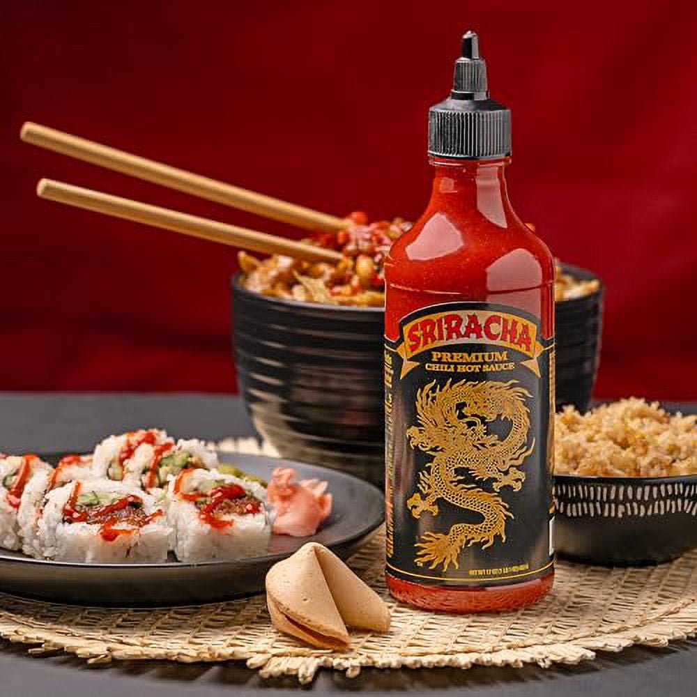 Underwood Ranches New Limited Dragon Sriracha made from the Red Jalapeno Peppers that started the Sriracha Movement! Pack of three Easy Squeeze 17 oz Bottles