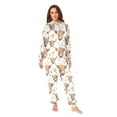 thumbnail image 4 of Adult Christmas Onesie Watercolor Floral Highland Cows Adult Zipper One-Piece Pajamas Unisex Pajamas with Pockets, 4 of 6