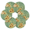 thumbnail image 2 of Haosy Set of 6 Drink Woven Coaster with Holder Heat Resistant Non-Slip Bar Coasters 4 Inches Bee Beehive Sunflower, 2 of 7