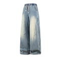 thumbnail image 7 of FRSASU Men's Winter Jeans Wide Leg Straight Denim Banana Pants Fleece Lined Trendy Winter Bending Big Loose Blue, 7 of 7