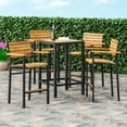 thumbnail image 2 of Liam Modern Industrial Acacia Wood Barstool, Set of 4, Teak, Black, 2 of 10