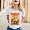 thumbnail image 2 of Womens Anime Cat Ramen Graphic T-Shirts Japanese Funny Graphic Short Sleeve Tees Kawaii Cat Anime Gifts Tops, 2 of 5