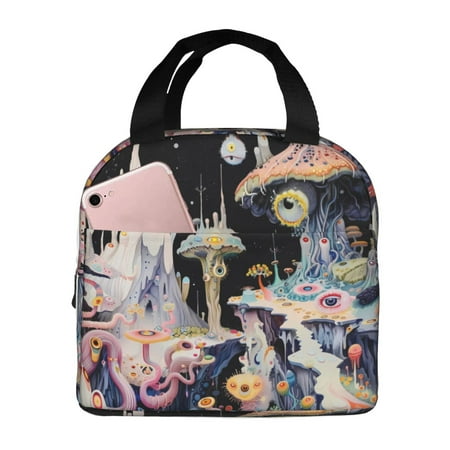 Insulated Lunch Bag for Women Men - Cute Mushroom Landscape Leakproof Cooler Lunch Box for Women Men  Lunch Tote Bags for Work School Picnic Travel
