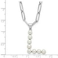 thumbnail image 4 of Sterling Silver Rhodium-plated 3-5.5mm White Button Freshwater Cultured Pearl LETTER L 18 inch Necklace, 4 of 4