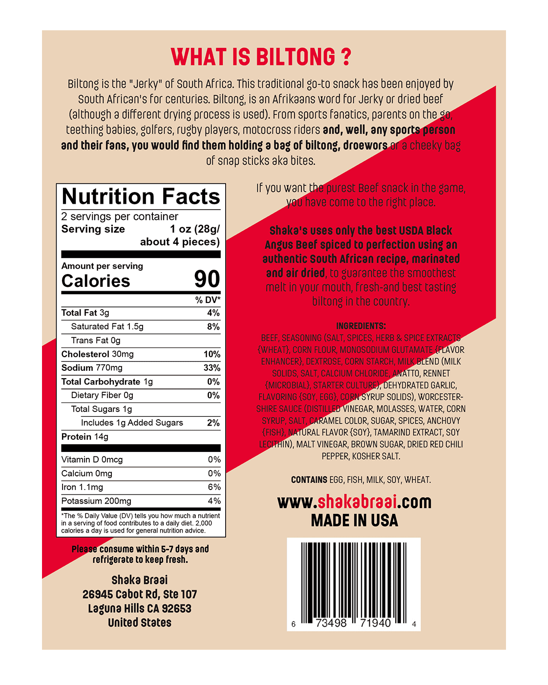 SHAKA'S Angus Air-Dried Beef Snacks Biltong
