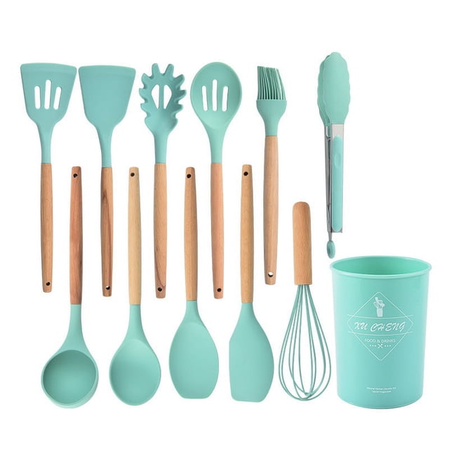 Juego de utensilios de cocina, utensilios de cocina de silicona antiadherentes, juego de utensilios de cocina resistentes al calor