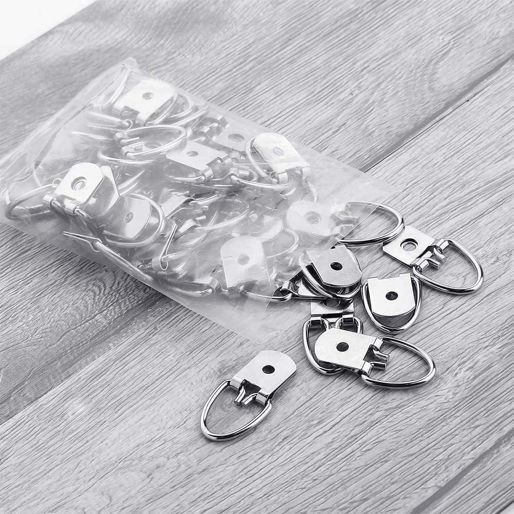 Picture Hangers With Screws Single Hole D-Ring Hook Photo Picture Frame Hanger 50Pcs Smile Home