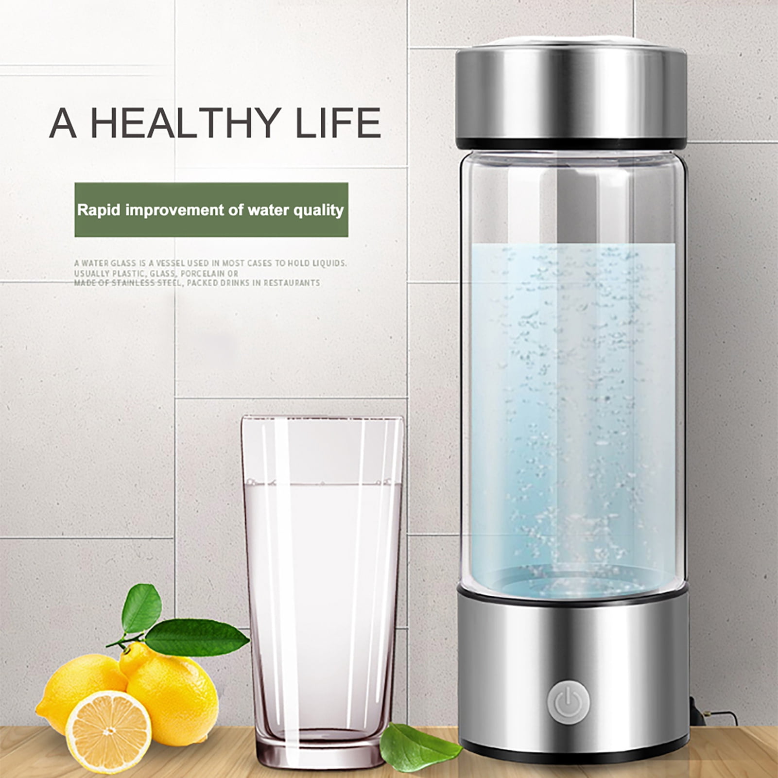 420ML Hydrogen Rich Water Bottle SPE PEM Technology Portable USB Rechargeable, Hydrogen Water Generator Glass Drinking Cup Birthday Gift