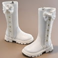 thumbnail image 6 of CONZONE Girl's Riding Boots Knee High Combat Boots for Girl Bowknot Side Zipper Soft Sole Leather Fall Winter Riding Shoes, 6 of 8