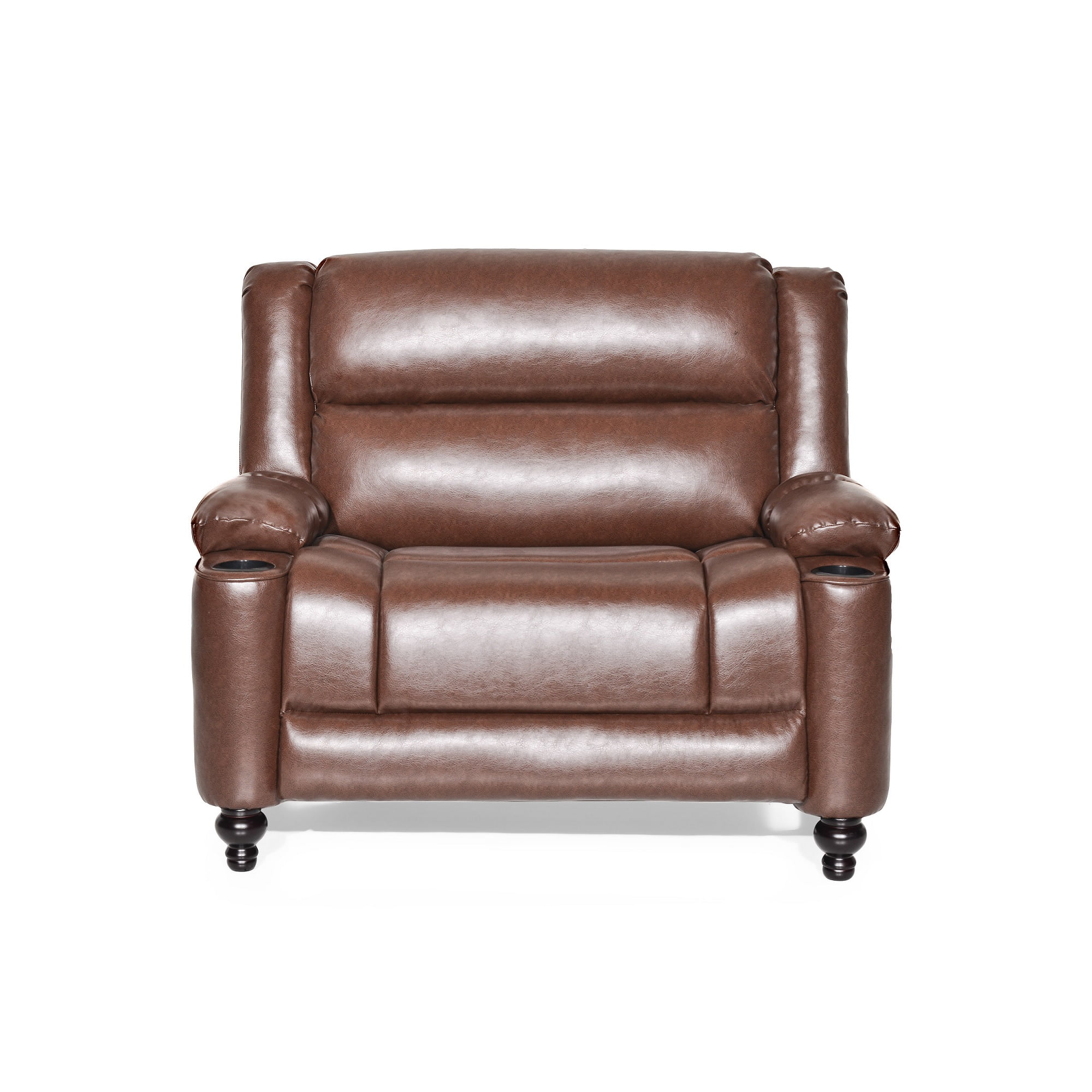 espresso faux leather push back recliner