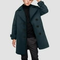 thumbnail image 2 of eczipvz Boys Thick Dress Coats Double Trench Coat Winter Pea Coat with Pockets(Dark Green,3-4 Years), 2 of 5
