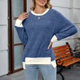 thumbnail image 2 of Yokua Women's Loose Long Sleeve Crew Neck Colorblock T-Shirt Casual High-Low Hem Ribbed Knit Top, 2 of 10