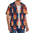 thumbnail image 2 of Balery American Football and Fire Flames Camisa Casual de Manga Corta con Botones para Hombre, Texturizada, Estilo Cubano, para Playa, Verano-4X-Large, 2 of 5
