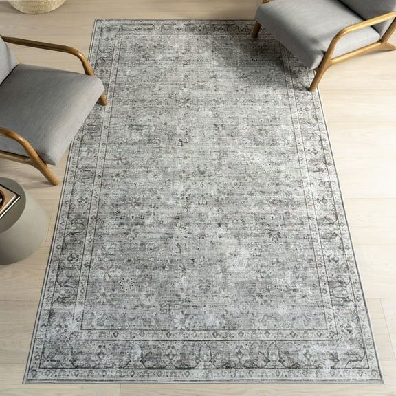 nuLOOM Noemie Smart Plus with SplashGuard Area Rug, 4' x 6', Noemie Grey