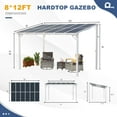 thumbnail image 3 of MEISSALIVVE 8' x 12' Hardtop Wall Mounted Gazebo Pergola, Lean-to Metal Awning with Sloped Roof, Outdoor Shelter for Patio, Deck, Backyard, White, 3 of 10