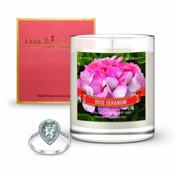Daniella's Candles Rose Geranium Jewelry Candle with Surprise Jewelry Inside - Necklace
