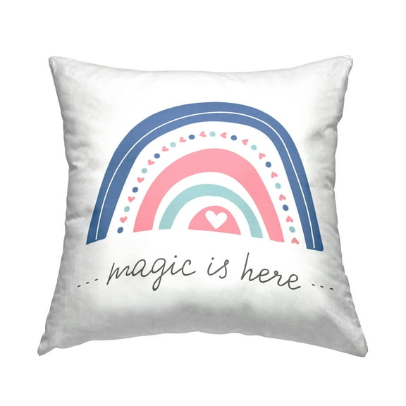 Stupell Industries Magic Is Here Rainbow Square Decorative Printed Throw Pillow, 18 x 18