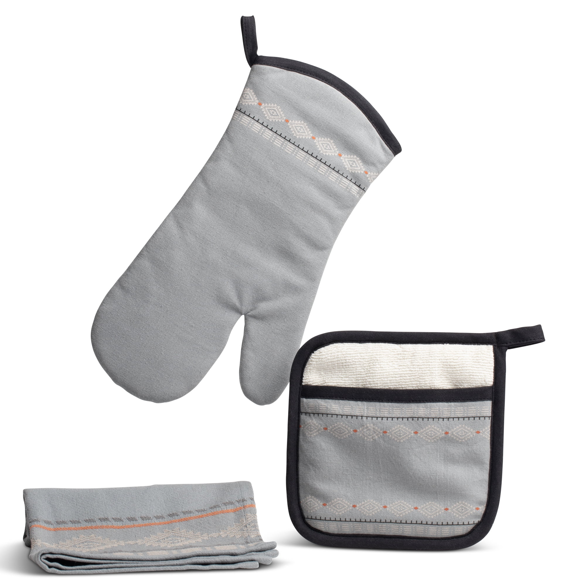 (3 pack) Yellowstone 3-Piece Oven Mitt, Pot Holder, & Tea Towel Kitchen Linen Set, Rip Collection