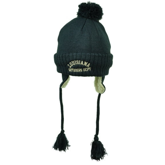 Lousiana State Knit Beanie Winter Navy Blue Peruvian Hat USA Pom Pom Tassel