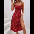 thumbnail image 2 of Vestido de Verano Floral para Mujer, Vestido Midi con Tirantes Finos y Espalda Descubierta, Vestido Bohemio para Vacaciones en la Playa. Rojo M, 2 of 3