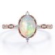 thumbnail image 1 of JeenMata Anillo de Compromiso Art Déco de Cinco Piedras con Diseño Antiguo de Ópalo Etíope de Corte Ovalado de 1,5 Quilates y Moissanita en Baño de Oro Rosa de 18 K sobre Plata, 1 of 6