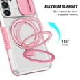 thumbnail image 3 of Allytechgroup Magnetic Case for Samsung Galaxy S25+ with Lens Slide Cover, [Non-Slip] [Military Grade Protection] Slim Shockproof Ring Stand Case Support Wireless Charging, Pink+White, 3 of 10