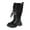 Black, variant on GJSYRH Girls Mid Calf Boots Flat Thick Sole Non Durable PU Leather Upper Comfortable Footwear for Kids Black 4.5-5 Years