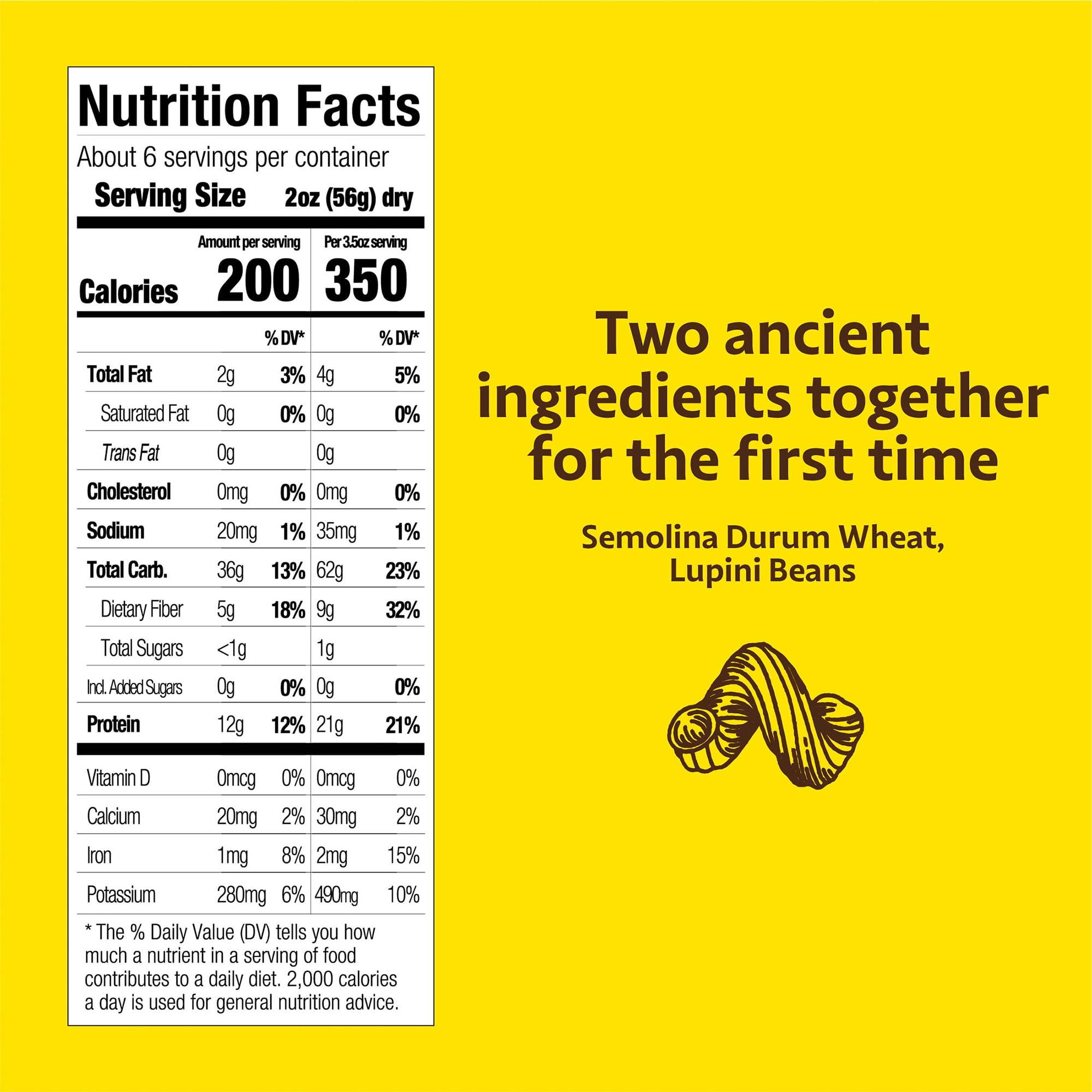 (2 pack) Brami Curly Mac High Protein Pasta, 21g Protein, High Fiber, Shelf-Stable Noodles, 12 oz Box