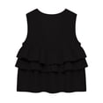 thumbnail image 4 of Hueook Loose Tank Tops for Women V Neck Sleeveless Linen Blouse Ruffle Hem Tunic Shirts Ladies V-neck Sleeveless Lace Top Black XL, 4 of 6