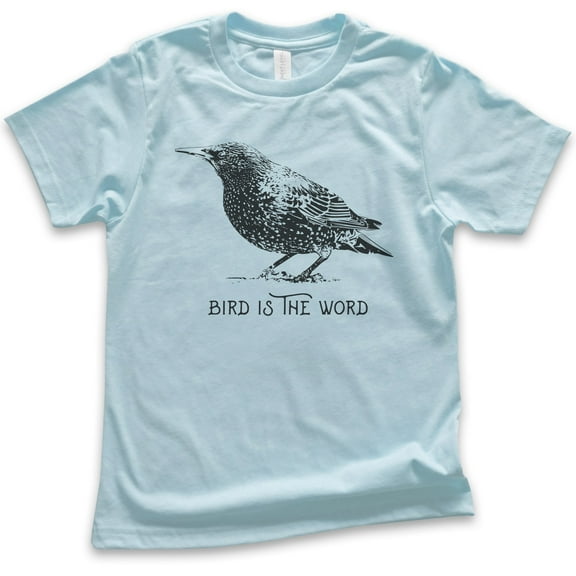 Kids Bird Is The Word Shirt, Youth Kids Boy Girl T-Shirt, Bird Shirt, Animal Shirt, Animal Lover Shirt, Light Blue, Medium