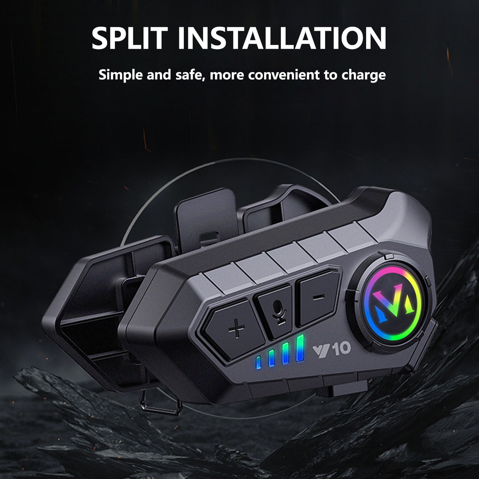 Motorcycle Helmet Bluetooth Headset Set – Riders Intercom, 500m Range, IP67 Waterproof, Noise Cancelling, 1000mAh Battery, 80H Talk Time – Universal Pairing