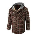 thumbnail image 4 of Fexilor Men's Flannel Shirt Jacket with Hood Long Sleeve Fleece Coat,Size S, 4 of 4