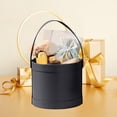 thumbnail image 1 of Handheld Leather Bucket Flower Box Round Handheld Gift Box Korean Style Flower Arrangement Bucket, 1 of 6