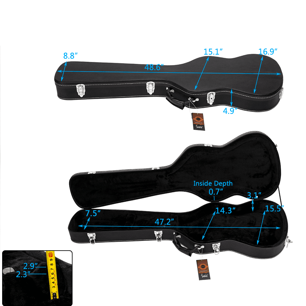 Tcbosik Electric Bass Hard Case with Lock, Fits for Standard Electric Bass Guitar, Black