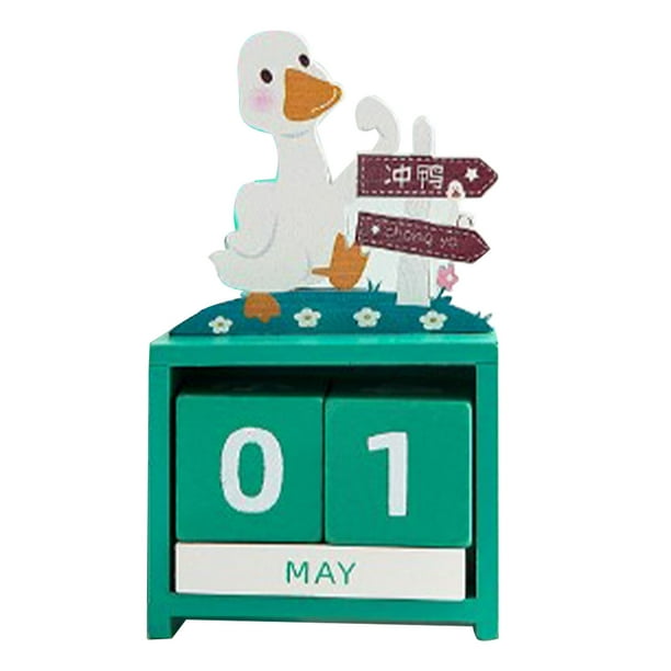 Bloques de calendario de madera, calendario perpetuo de madera, cuenta regresiva, mes, fecha, calendario, calendario de escritorio, decoración, verdadera excelencia