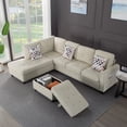 thumbnail image 6 of BSHTI 94.49" L-Shaped Modular Sectional Sofa with Storage Ottoman & Cup Holders – Corduroy Upholstery, Tufted Seat, Nail-Head Trim, Solid Wood & Iron Frame, 5 Colors, 6 of 12