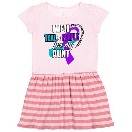 

Inktastic Suicide Prevention I Wear Teal and Purple for My Aunt Gift Toddler Girl Dress