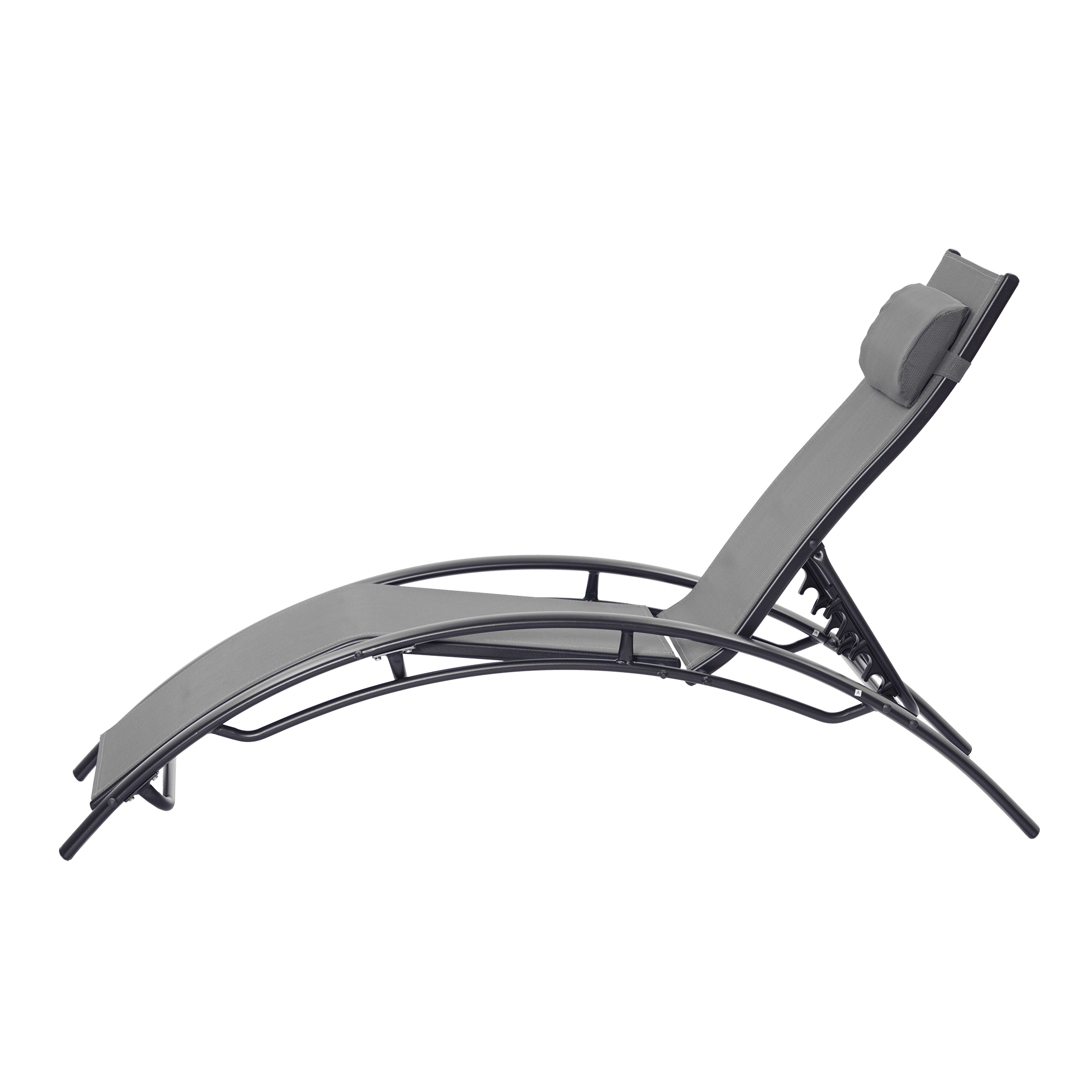 Hassch 2PCS Outdoor Chaise Lounges Aluminum Recliner Chair Beach Sun Chair, Gray - image 2 of 10