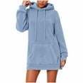 thumbnail image 3 of Horkkom Fleece Hoodie Women Pullover Fuzzy Soft Long Hoodies Casual Loose Sweatshirts with Pocket Drawstring L, 3 of 7